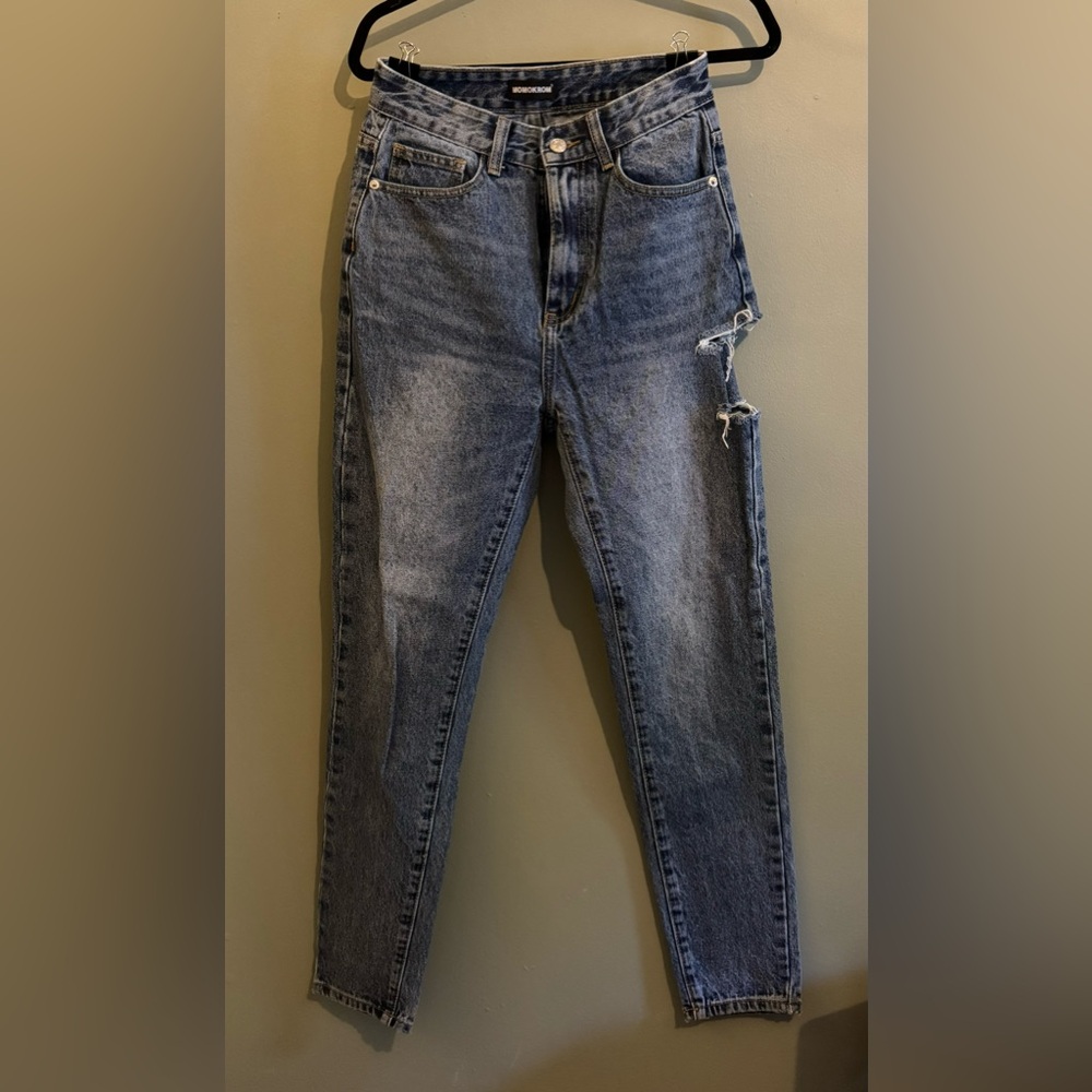 Nasty Gal Keep Slit Quick High-Waisted Mom Jeans